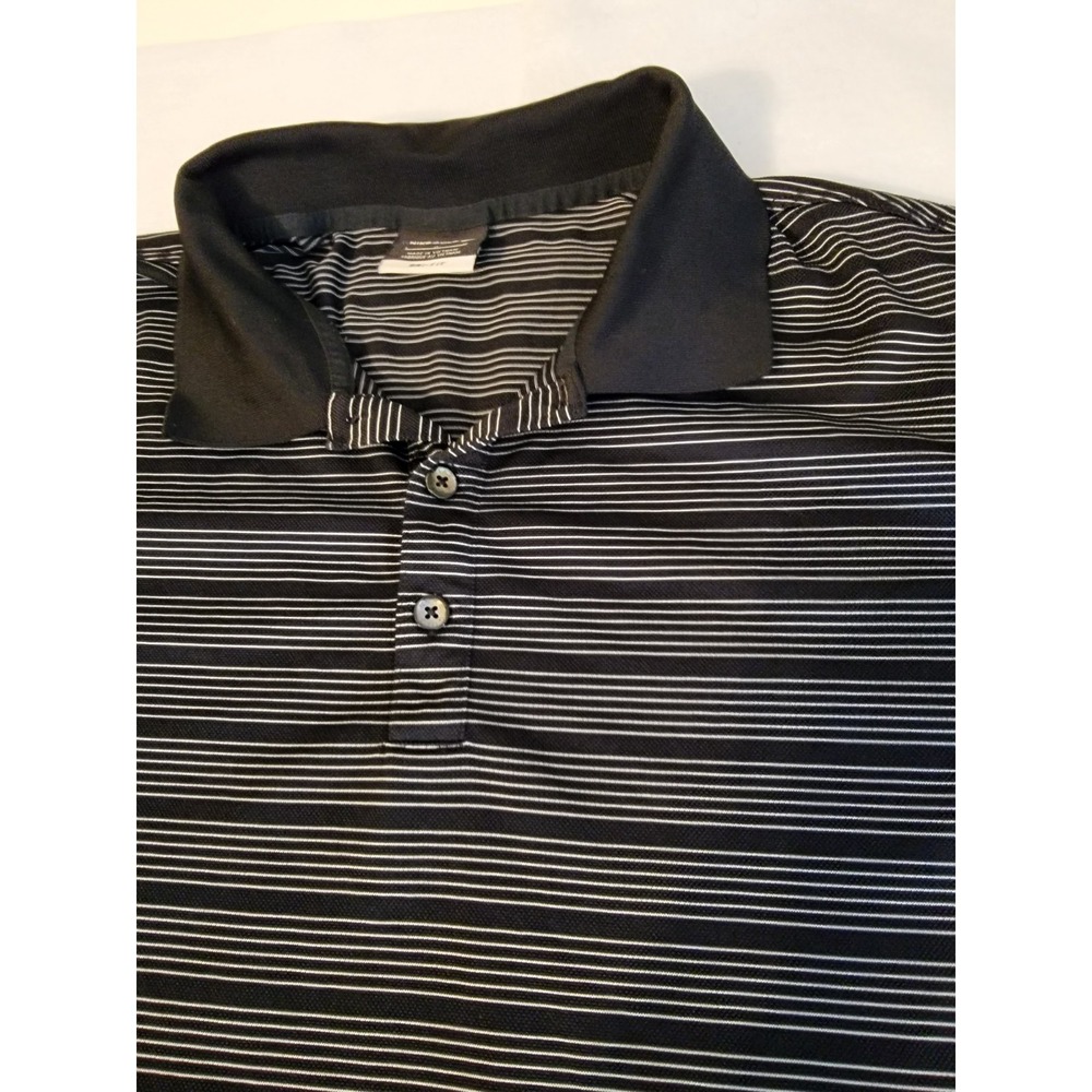 Nike Golf Performance Short Sleeve Polo Shirt‎ Stretch Dri-Fit Striped Black L